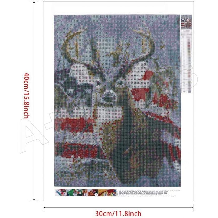 DIY Diamond Painting by Number Kits Full Drill Crystal Rhinestone Embroidery Pictures Arts Craft for Home Wall Decor Gift,Tiger ，Deer40cm30cm 