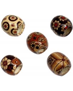 Housweety 100 Mixed Painted Drum Wood Spacer Beads 17x16mm, Round Loose Wood Beads Bulk for Braids, African Beads for Hair, Jewelry Making, Craft DIY, Macrame Rosary Bracelet Necklace Making