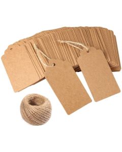 Gift Tags,120 PCS Kraft Paper Tags for Wedding Brown Rectangle Craft Hang Tags with Free 100 Feet Natural Jute Twine …