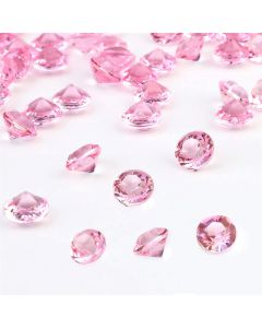 OUTUXED 1500pcs 0.3"(8mm) Pink Diamonds Crystal Gems Plastic Decor Vases Filler Light Crystal Clear Diamond for Party Decoration Table Scattering Wedding Bridal Shower