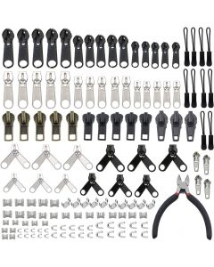 YaHoGa 143 PCS Zipper Repair Kit Zipper Replacement with Install Plier for Bags, Jackets, Tents, Backpacks, Sleeping Bag