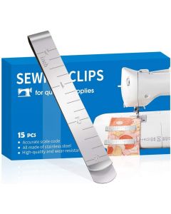 Sewing Clips Pack of 15 Stainless Steel Hemming Clips 3 Inches Measurement Ruler Quilting Supplies for Fabric Clips, Pinning and Marking Accessories