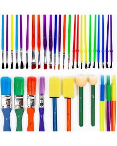 Horizon Group USA Paint Brushes -35 All Purpose Paint Brushes Value Pack – Includes 8 Different Types of Brushes, Great with Watercolors, Acrylic & Washable Paints. Multicolored