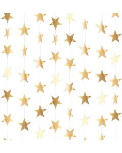Patelai Glitter Star Garland Banner Decoration, 130 Feet Bright Gold Star Hanging Bunting Banner Backdrop for Engagement Wedding Baby Shower Birthday Christmas Decor (Champagne Gold)