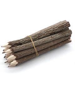 Black Pencils Wood Pack of 12 in 7 Inch Tree Bark Wooden Favors in Rustic Twig Pencils Unique Gifts Camping Lumberjack Decorations Party Supplies Novelty Gifts as Natural Pencil