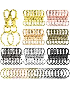 100 Pieces Swivel Clasps Set 50 Piece Lanyard Snap Hooks with 50 Piece Key Chain Rings, Lobster Clasp Keychain Hooks Key Chain Clip Hooks Lobster Claw Clasps for Keychain Jewelry DIY (Multicolored)