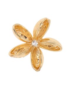 Five leaf flower with diamond no hole - 15x5mm - Jewelry making DIY
