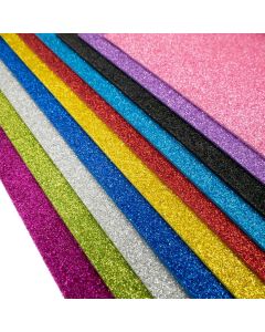 Glitter Foam Sheet A4 Self Adhesive Sticky With Back Paper - 30x20cm - Pack of 10 Colors